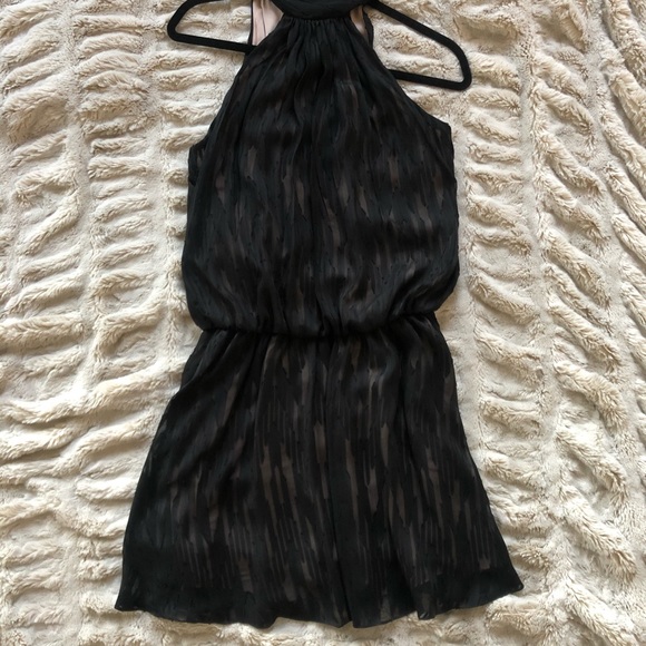 Ramy Brook black Halter Ruffle Mini Dress